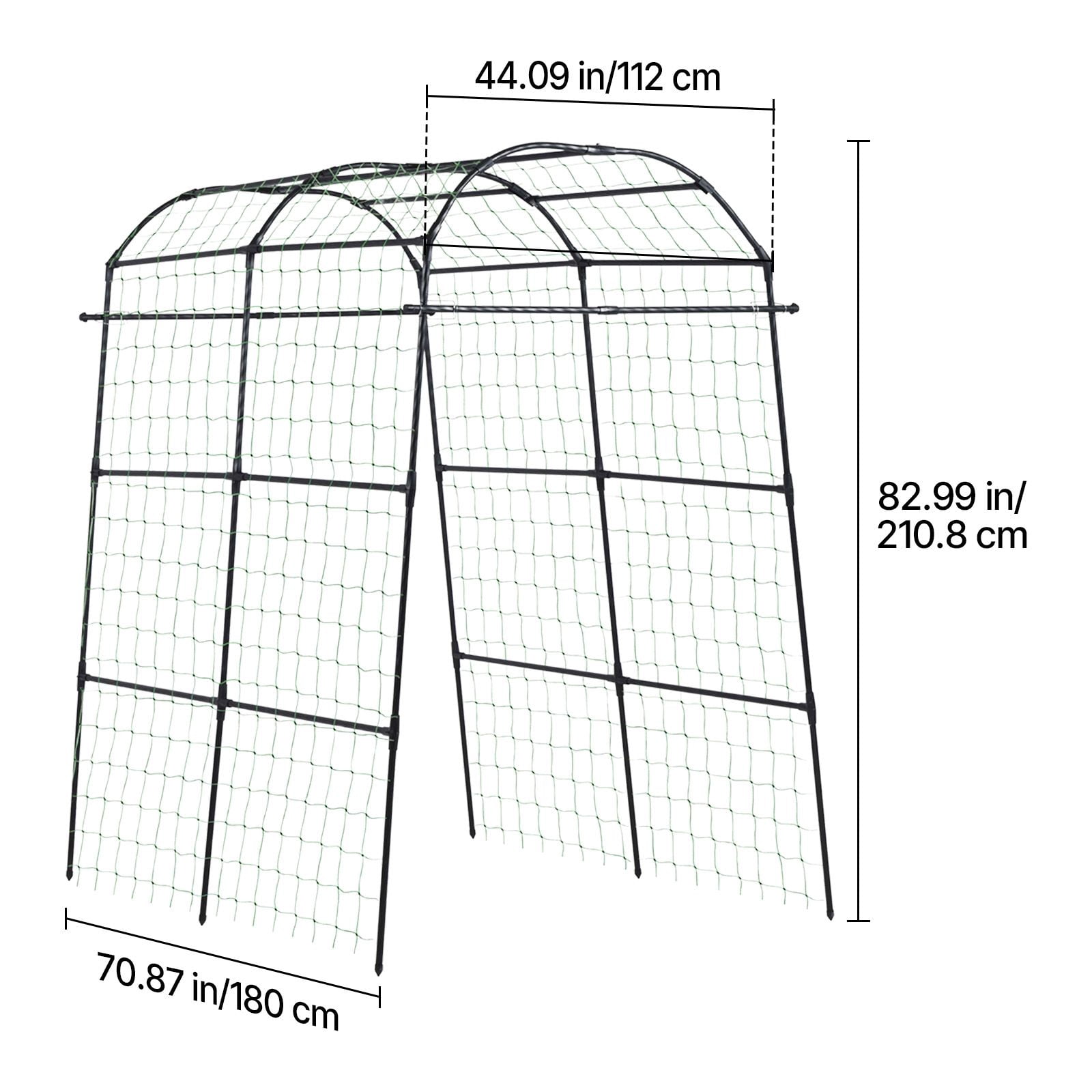 70.87X44.09x82.99 inch U-shaped metal climbing vine plant rack, cucumber, beans, tomato support arch, high bed garden