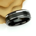 thumbnail image 3 of Men's Women's Tungsten Wedding Band Engagement Ring 8mm Two-tone Black IP Brushed Center Steel Color Stepped Edge, 3 of 4