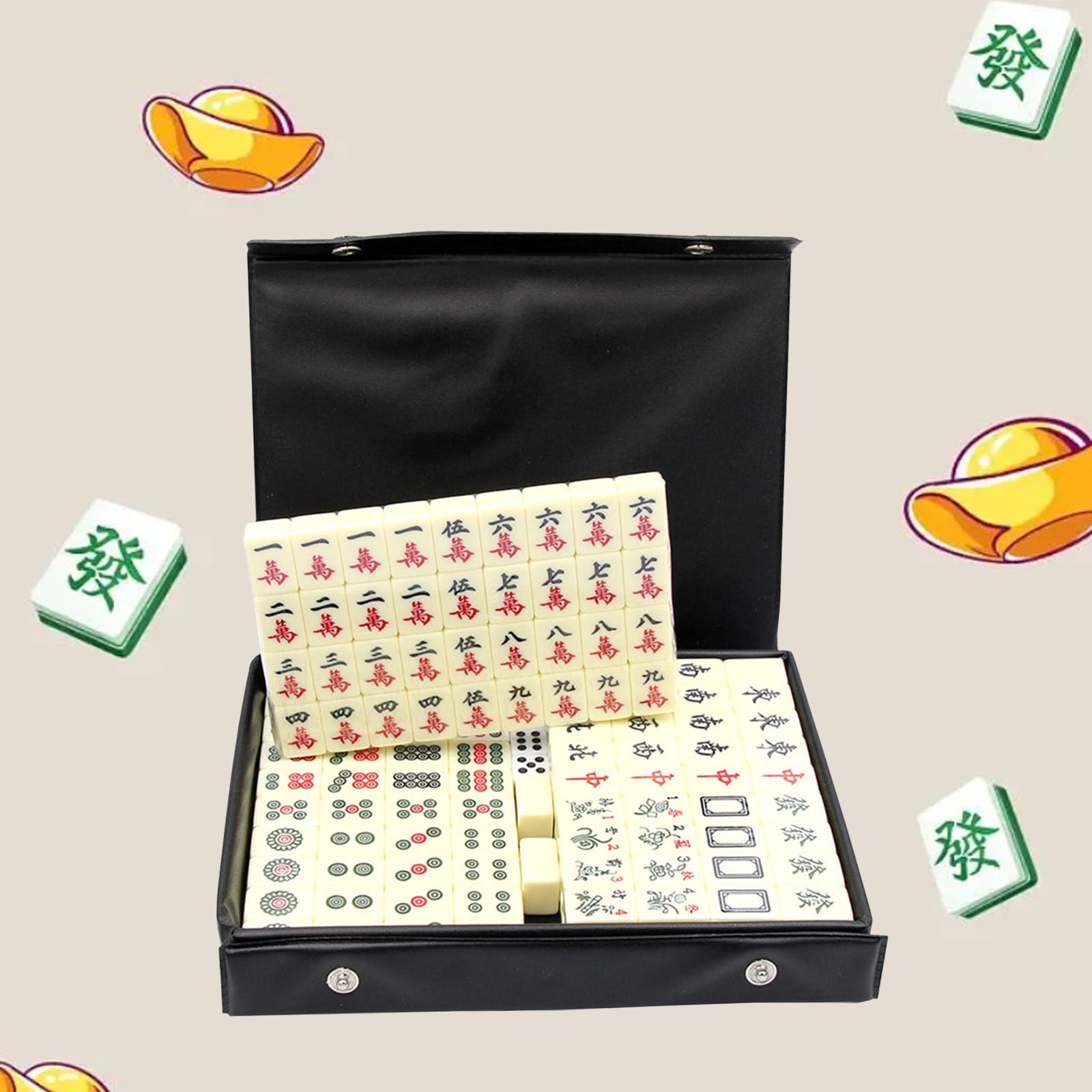 Mini Travel Mahjong Set, Portable Leather Box Mahjong Game, 2cm Carved Tiles With Dice, Classic Chinese Strategy Game, Compact For Outdoor Entertainment, Family Party Fun