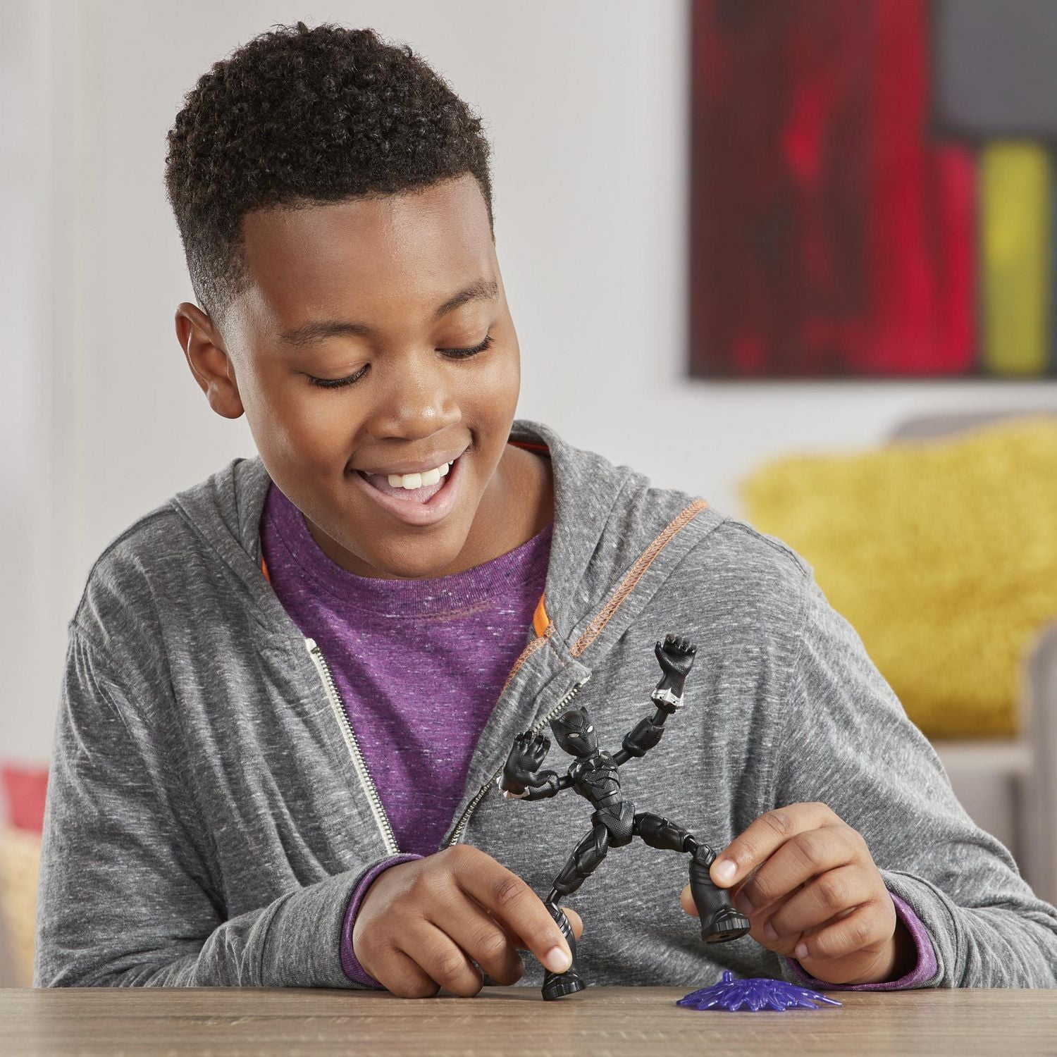 Marvel Avengers Bend and Flex  - Figurine articulée Black Panther de 15 cm flexible, incluant accessoire, pour enfants à partir de 6 ans