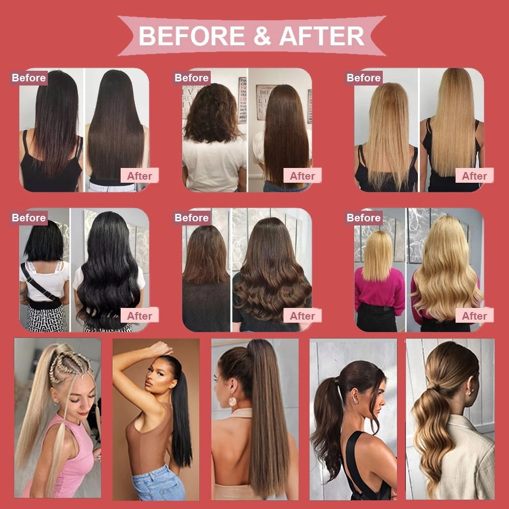 Clip in Ponytail Extension Real Human Hair 14"-22" Long Straight Wrap Around Pony Tail Hair Extensions Brown Brazilian Remy Hair Ponytail Hairpiece