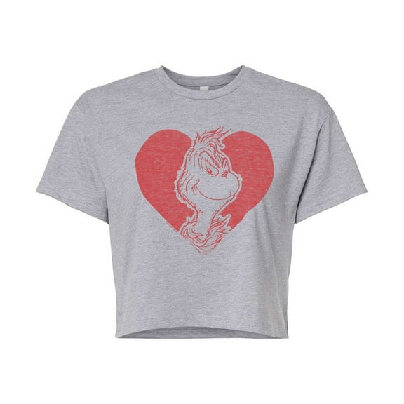 The Grinch - Grinch Heart - Juniors Cropped Cotton Blend T-Shirt