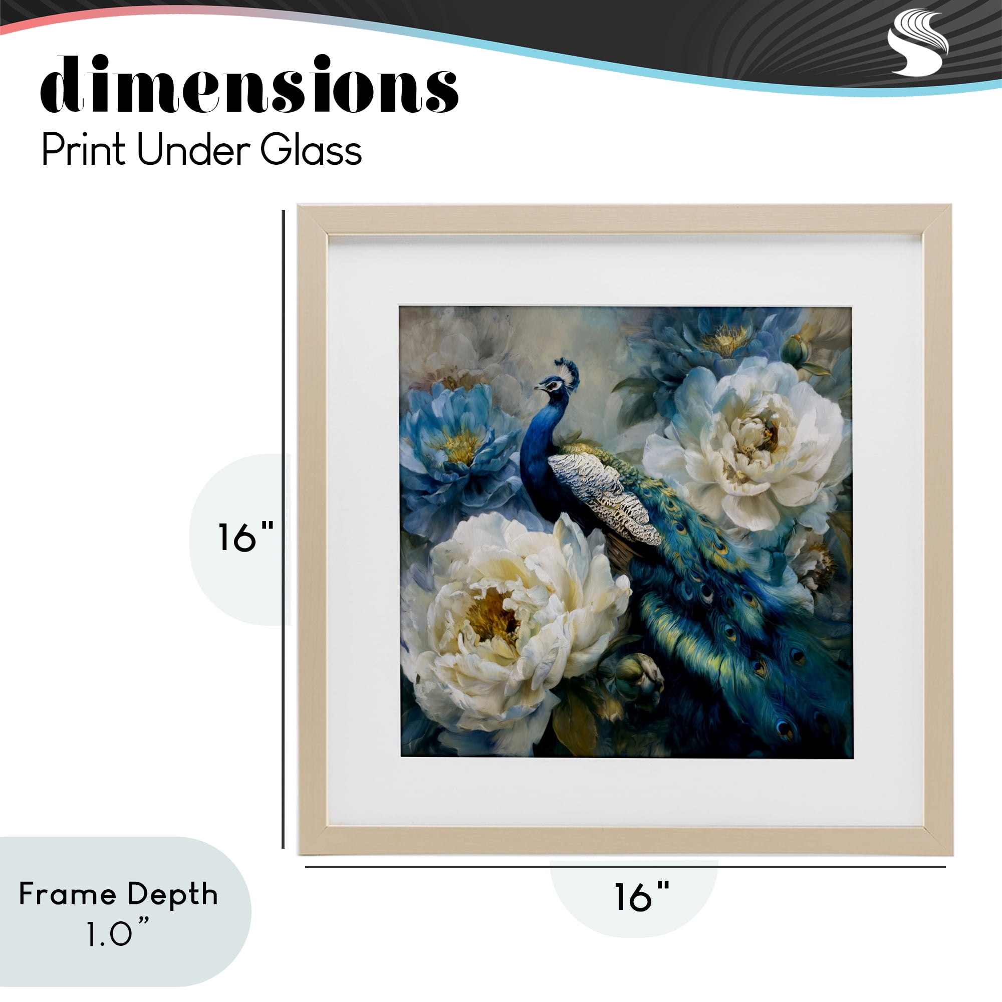 Stupell Industries Pretty Peacock with Roses Birch Framed Print Under Glass, design by Tina LeCour