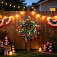 thumbnail image 4 of Front Door Independence Day Wreath 17.7 Inch Green Leaves Flowers Floral Hanging for Porch Wall Window Fireplace Entryway Home Office 4th Of July Memorial Day Veterans Day Porch Wall Seasonal Decor, 4 of 7
