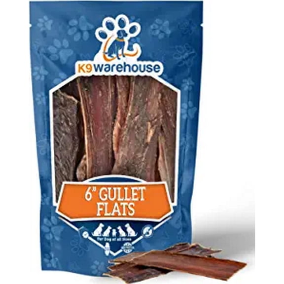 K9warehouse - Beef Gullet Strips (6") 12-Count - Natural Jerky Chew - High-Protein, Rawhide-Free, Long-Lasting - Supports Dental Health - All Breeds