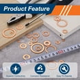 thumbnail image 4 of Uxcell 56Pcs M8 Flat Washer, 8mm ID 13mm OD 1.5mm Thickness Copper Sealing Ring, 4 of 6