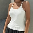 thumbnail image 6 of Womens Blouses Summer Women's Ribbed Round Neck Vest Basic Style Solid Color Slim Fit Elastic Top Going Out Tops for Women, 6 of 6