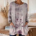 thumbnail image 2 of Stamzod Women Long Sleeve Tops Dressy Casual Crewneck Tshirts Vintage Basics Tee Blouses 2026 Purple S, 2 of 7