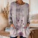 thumbnail image 1 of TaTaai Casual Vintage Print Long Sleeve Round Neck T Shirts for Women Loose Fit With Pockets Retro Blouse 2026 Soft Polyester Lightweight Daily Wear Gift, 1 of 7