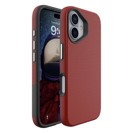 Entronix Dual-Layer Case for iPhone 17, Rugged Slim Protective Shockproof Bumper, Red