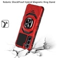 thumbnail image 3 of For Samsung Galaxy S22 Ultra Robotic Hybrid with Magnetic Ring Stand Case Cover - Red, 3 of 3