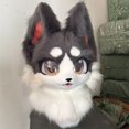thumbnail image 3 of Cabeza de fursuit, disfraz de cabeza de animal barato, cabeza peluda de gato, disfraz de cabeza de perro lindo, disfraz de juego de rol de Halloween, cabeza de fursuit kemono, 3 of 5