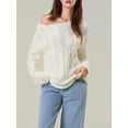 thumbnail image 3 of Nituyy Chandails Tricotés pour Femmes Manches Longues Creuses Col Rond Pullovers Amples d'Automne, 3 of 6