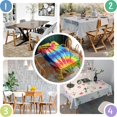 thumbnail image 4 of Colorful Tie Dye Symmetric Pattern Rectangle Tablecloth 60"x84",Waterproof Polyester Rectangle Table Cloth, Wipeable Spillproof Polyester Tablecloth for Dining, Camping, Indoor and Outdoor, 4 of 5