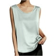 thumbnail image 2 of HongQid Womens Silk Satin Tank Tops Summer Tank Shirt Round Neck Sleeveless Blouse Camisole, 2 of 4