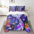 thumbnail image 2 of Feelyou Ocean Mermaid Bedding Comforter Set 7pcs, Purple Starry Sky Queen Bedding Sets, 2 of 8