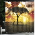 thumbnail image 4 of Ambesonne African Shower Curtain, Sunset in Savannah Animal, 69"Wx84"L, White Green Red, 4 of 5