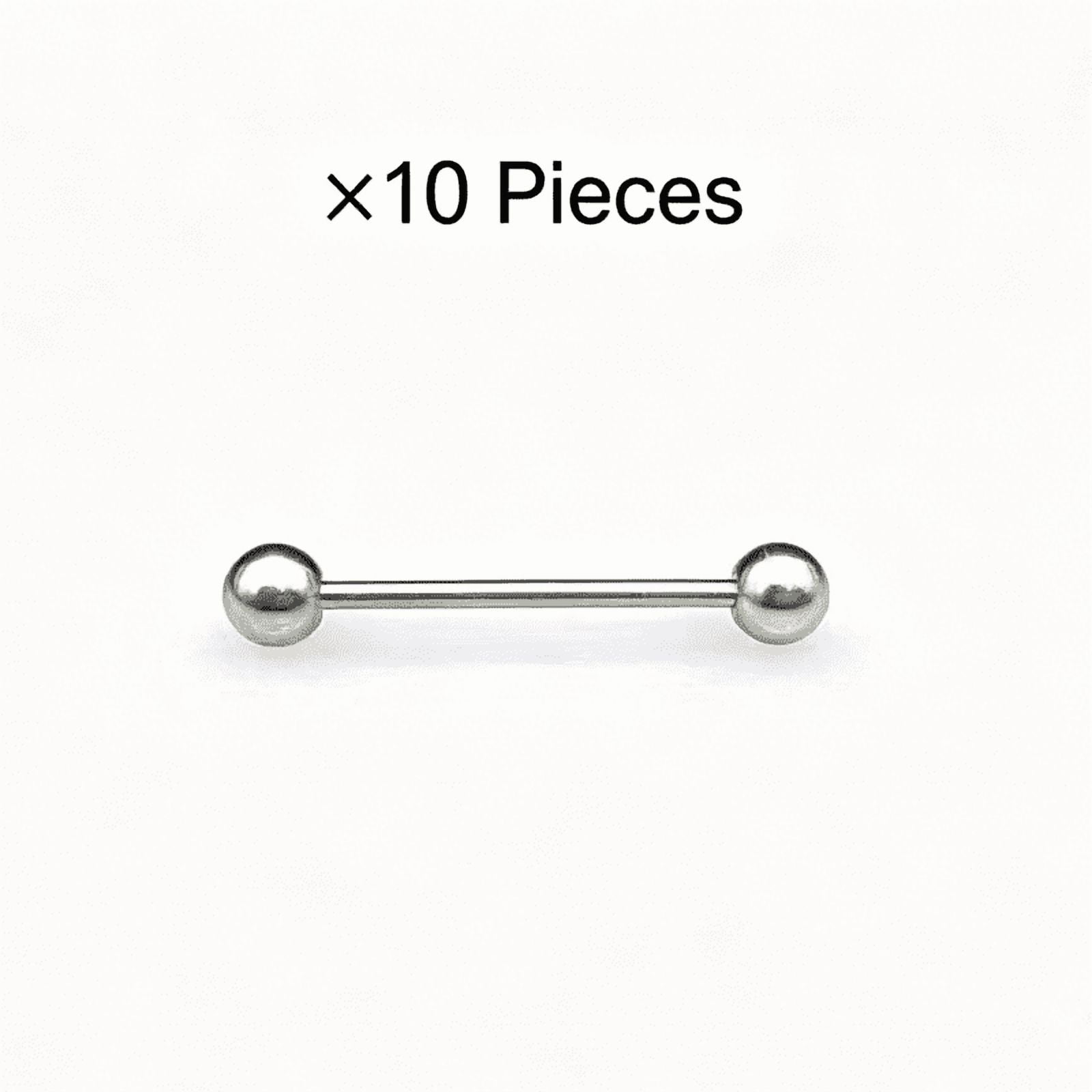 suxuMhao 10PCS 14G 10MM Straight Barbell Silver Tongue Rings with 4MM Ball Metal Tongue Rings Jewelry Tongue Barbell Body Piercing Jewelry Tongue Jewelry for Daily Casual and Party Occasions