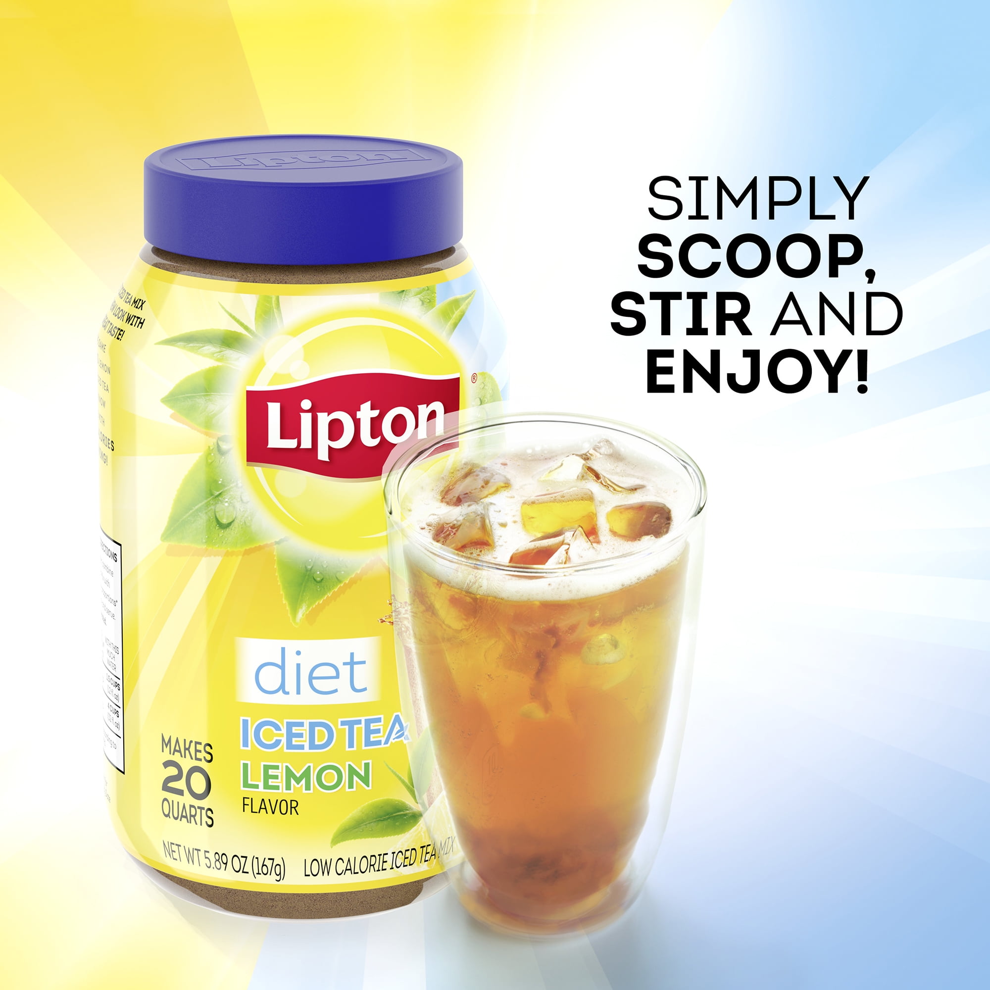 Lipton Diet Iced Black Tea, Lemon, Caffeinated Sugar-Free, 20 Quarts