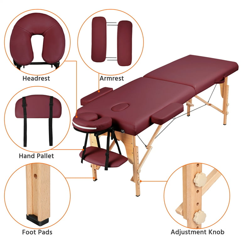Topeakmart 2 Sections Folding Adjustable Massage Table Massage Bed