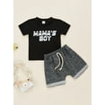 thumbnail image 2 of goowrom Infant Baby Boy Two Piece Set, Lettering Round Neck Short Sleeve T-shirt Elastic Tie Up Waist Shorts, 2 of 8