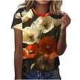 thumbnail image 1 of Camisas de Manga Larga para las Mujeres Suelto Ajuste Impreso Verano Sexy Cuello Redondo Superior, Poliéster Regular, 1 of 5