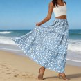 thumbnail image 6 of LWavelet Women Floral Print Tiered Maxi Skirt Elastic Waist With Pockets Boho Summer Long Skirt Sky Blue S, 6 of 6