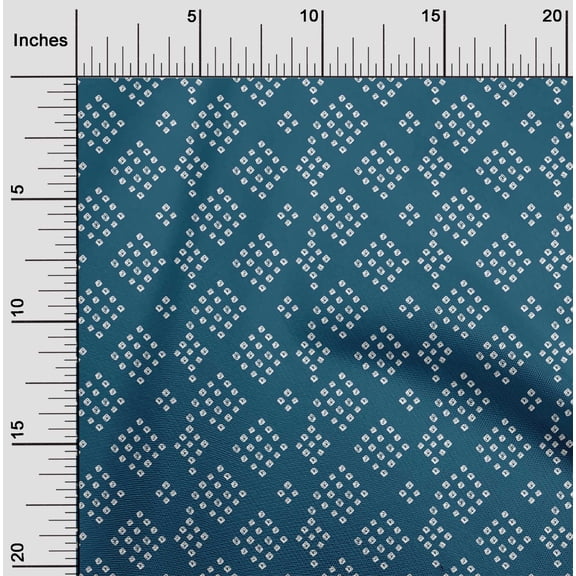 oneOone Cotton Jersey Teal Blue Fabric Geometric Bandhani Sewing Craft Projects Fabric Prints By Yard 58 Inch Wide