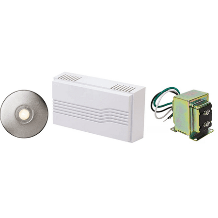 Newhouse Hardware Wired Doorbell Chime Kit with Transformer and Button CKIT7, Doorbell Kit with 16V 30VA Doorbell Transformer and Metal Satin Nickel Recess-Mount Doorbell Button for Home Improvement