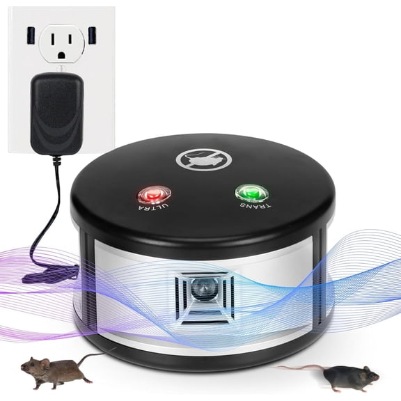 Ultrasonic Mouse Repeller, 360° Squirrel Repeller with Pressure Wave, Plug in Multiple Pest Deterrent Control for Indoor Use Only (Gray)