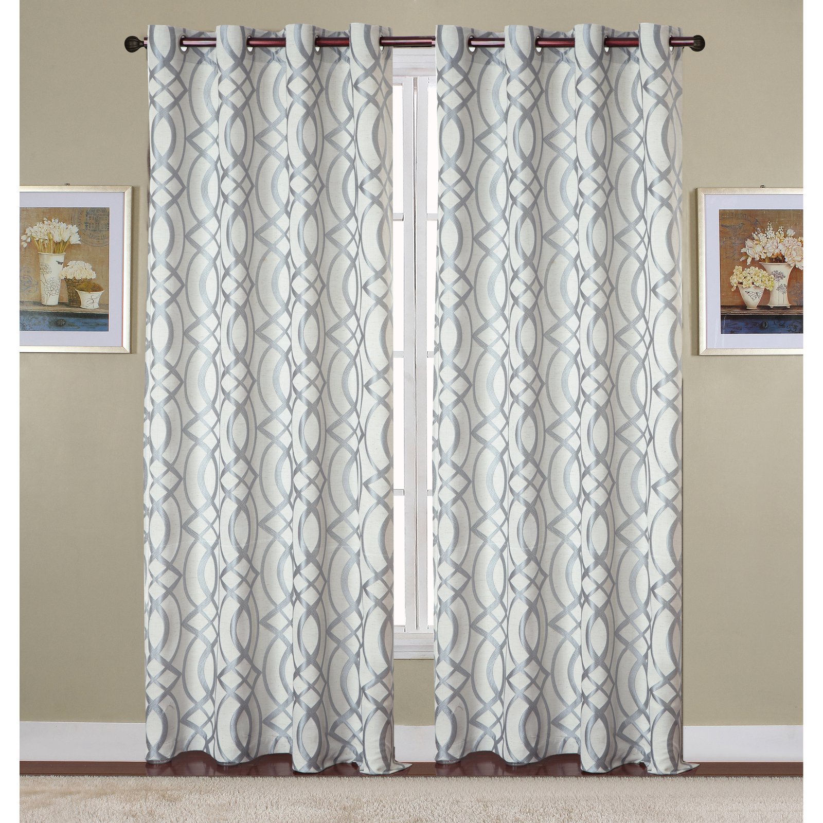 Dawson Jacquard Grommet Curtain Panel. 54 x 84: Blue