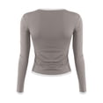 thumbnail image 4 of WTOBBY Women's Fashion White Color Blocking Round Neck Long Sleeve T-Shirt Top, Casual Stylish Blouse for Ladies Comfortable and Simple Daily Wear,Light Gray XL, 4 of 4