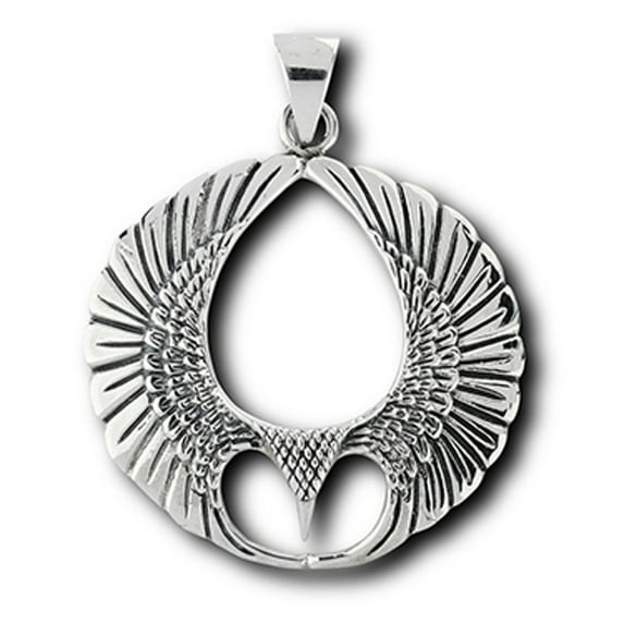 Sterling Silver 18" 1mm Box Chain Eagle Hawk Or Other Bird Of Prey Pendant Necklace