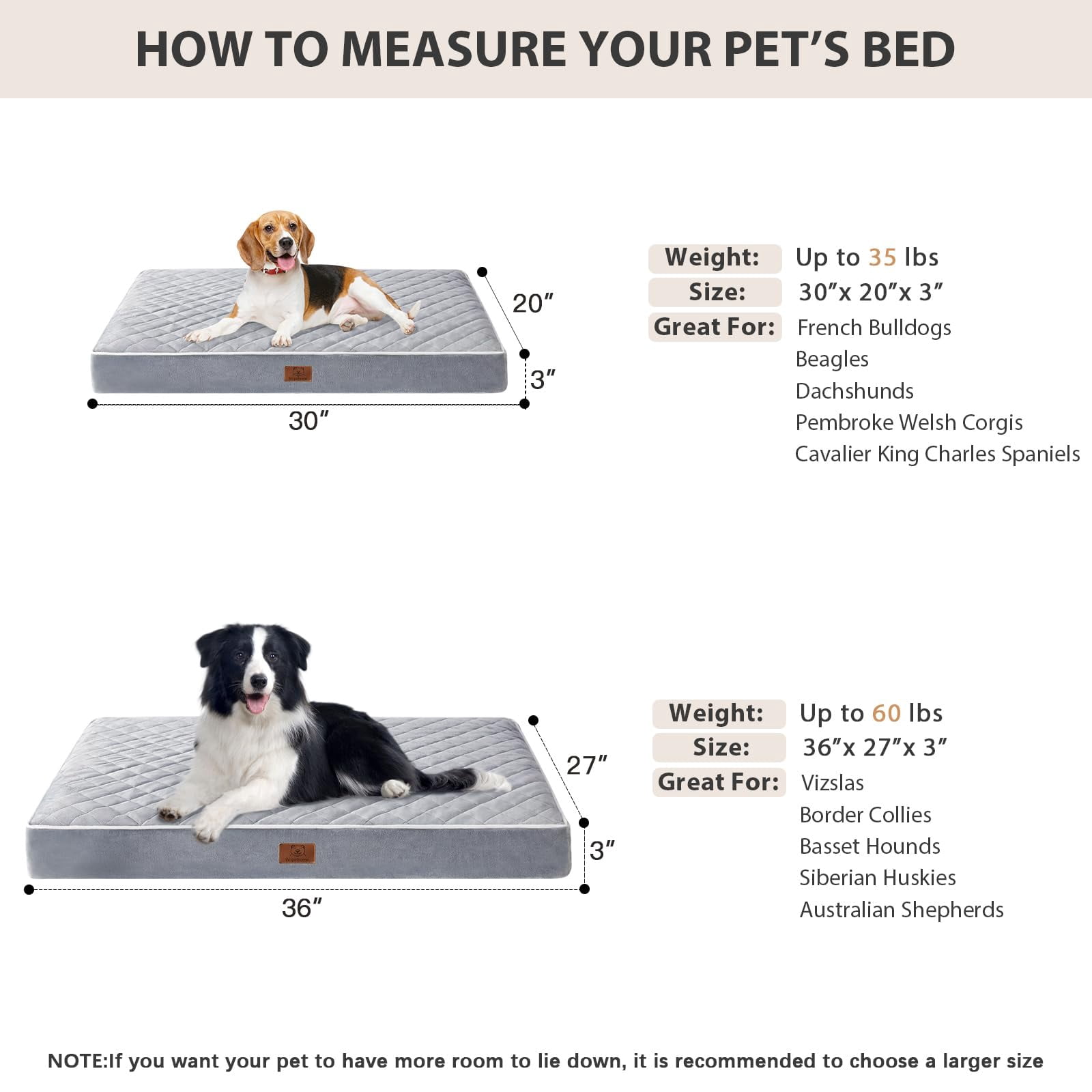 Dog Bed Medium Size  Waterproof Dogs With Removable Washable Cover Multi-needle Quilting Crate