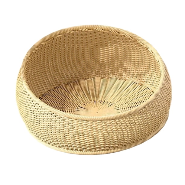 Cama de mimbre para gatos, muebles cómodos, protección, suministros para mascotas, descanso, ratán PE Beige