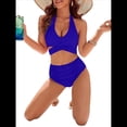 thumbnail image 2 of Traje de Baño de Dos Piezas con Control de Abdomen para Mujer, Bikini de Cintura Alta, 2025 Azul S, 2 of 8