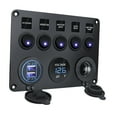 thumbnail image 2 of Panel de Interruptor de 5 Bandas shamjiam con Luz Multifunción para Remolque de Vehículos Marinos Automotrices RV luz azul, 2 of 8