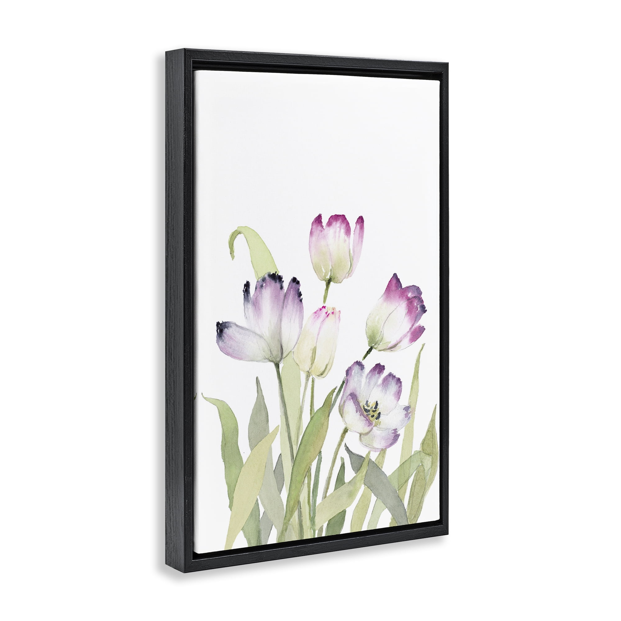 Stupell Industries Fresh Garden Tulips Botanical & Floral Painting Black Floater Framed Art Print Wall Art, 17 x 25