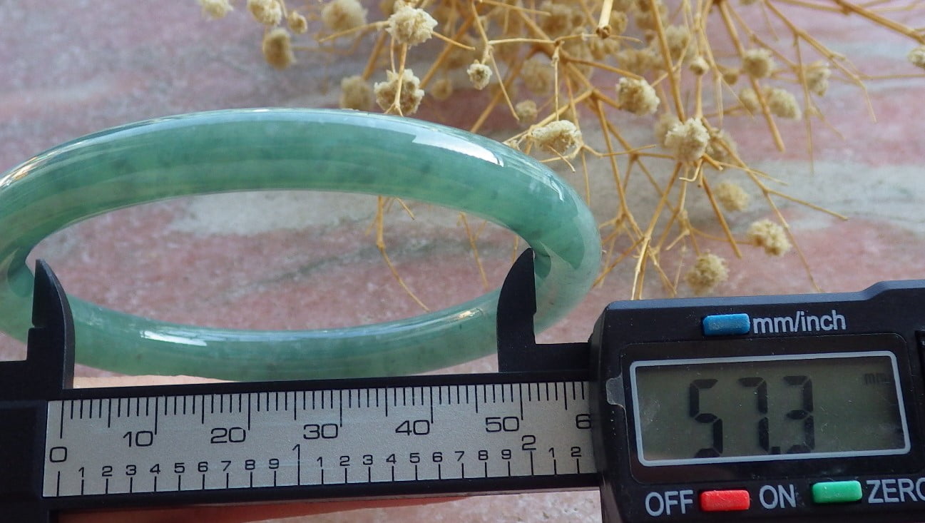 Icy Green Natural A JADE Jadeite Circle Bangle Bracelet 57 mm 683853 TN