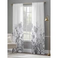 thumbnail image 3 of Minimalism Flower Sheer Curtains 108 inches Long 2 Panels Set Line Drawing Simple Plants Black Grey Tiers Sheers Rod Pocket Small Window Short Curtains for Kitchen Cafe, Each 52" W x 108" L, 3 of 7