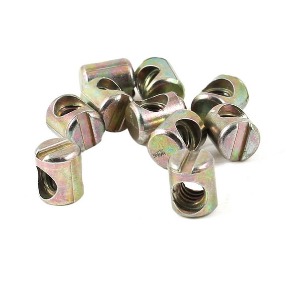 REGALWOVEN M5 x 9.5mm Slotted Cross Dowel  Bolt Nuts Bronze Tone 10 Pcs