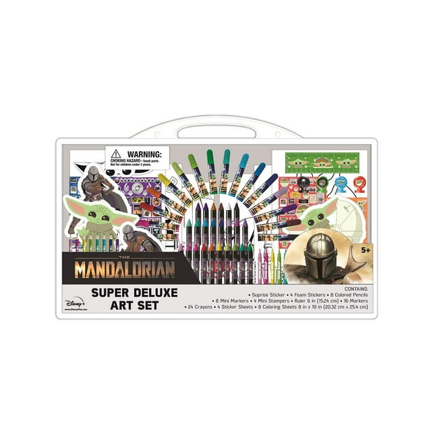 Star Wars Mandalorian Baby Yoda Super Deluxe Art Supplies Set w/ Coloring Pages, Stampers, & Sticker - one color, one size