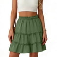 thumbnail image 3 of Women's Bohemian Skirt with Built-in Shorts, Tiered Ruffle Flowy Mini Skirt, Casual Beach Skirt for Vacation, Summer and Festival,Green,L, 3 of 6