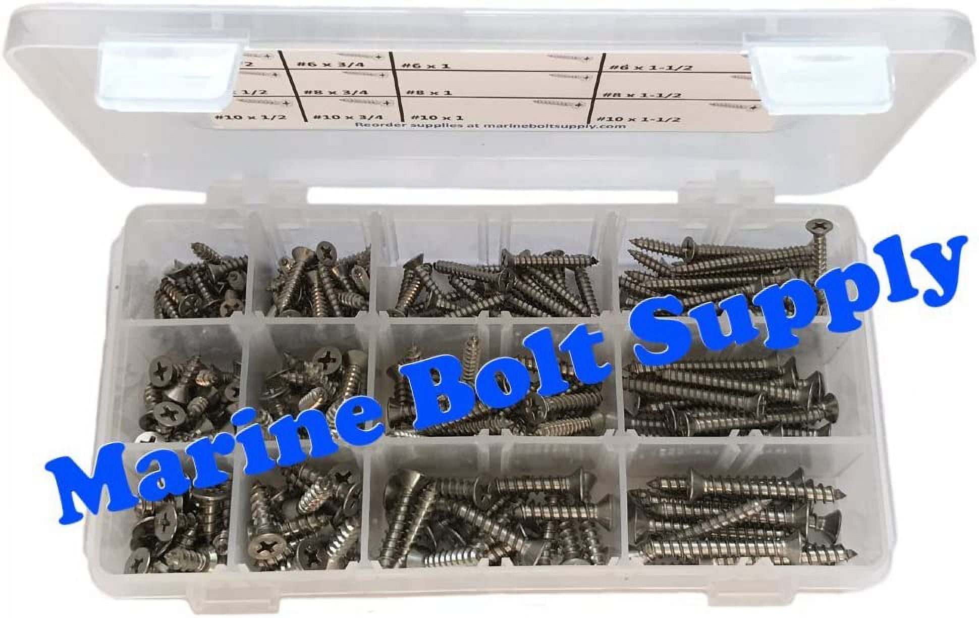 Type 316 Stainless Steel Phillips Flat Sheet Metal Screw Kit by Marine Bolt Supply