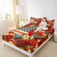 thumbnail image 3 of Manfei Cardinal Bird Floral Bed Sheets,Vintage Usa Flag Full Size Sheets,4pcs,1 Flat Sheet, 1 Fitted Sheet and 2 Pillowcases, 3 of 6
