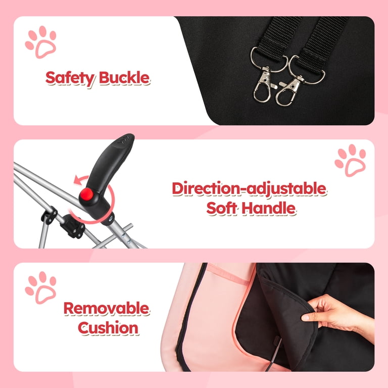 Monasem 3-in-1 Pet Stroller, Pink, Up to 60 lbs photo 8