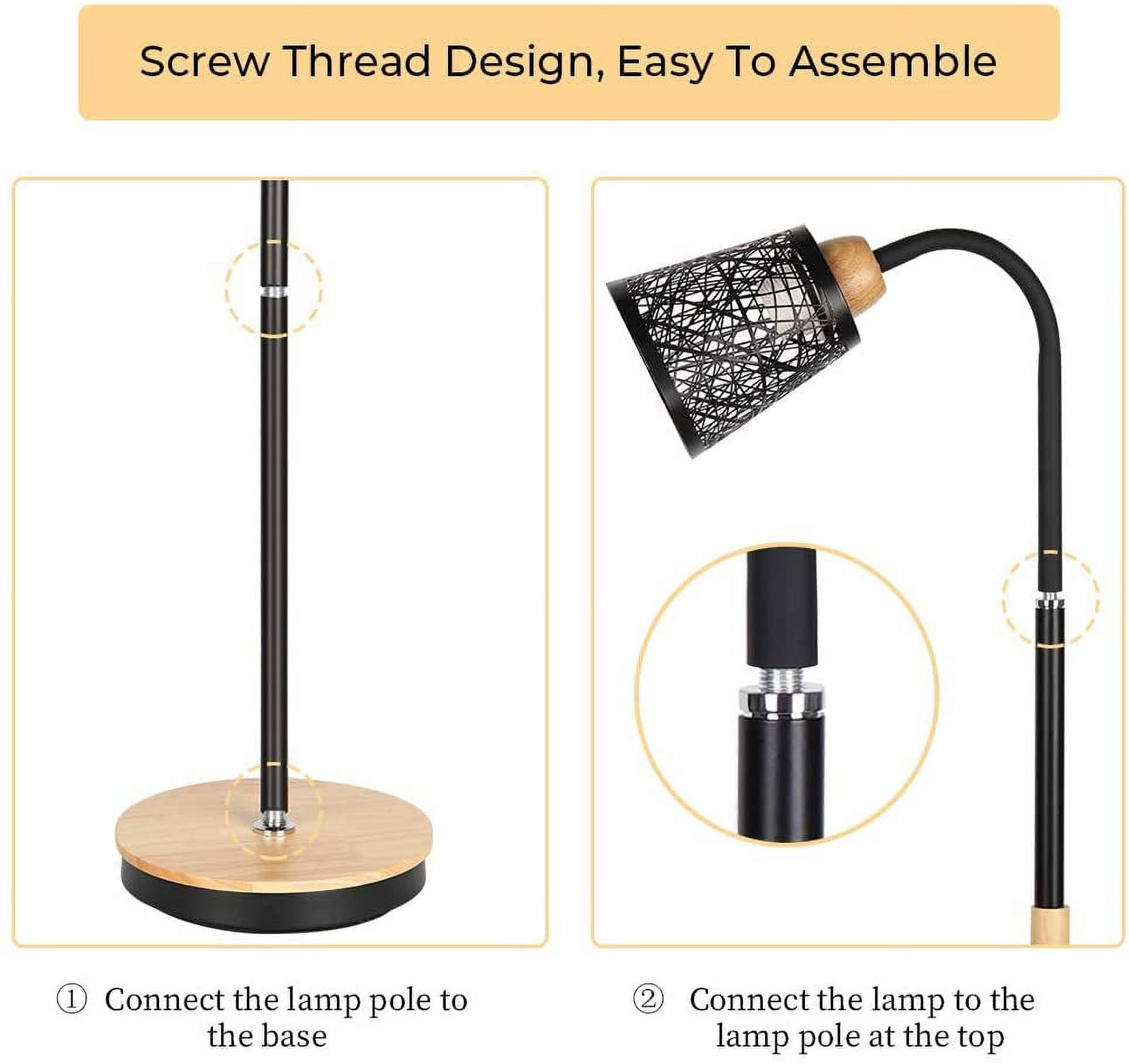 Haitral Industrial 54" 1-Light Adjustable Height Floor Lamp with 360 Adjustable Swing Arm, Black