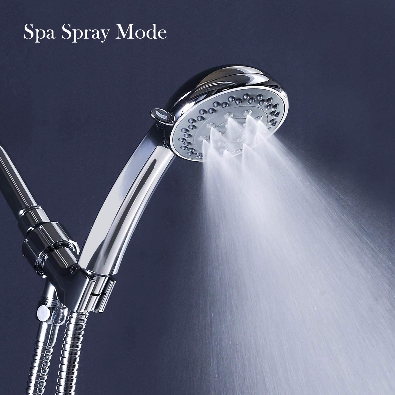 AQwzh High Pressure Shower Head with Pause Mode and Massage Spa, 5 Settings Handheld Sprayer with 61" Stainless Steel Hose, Easy to Install