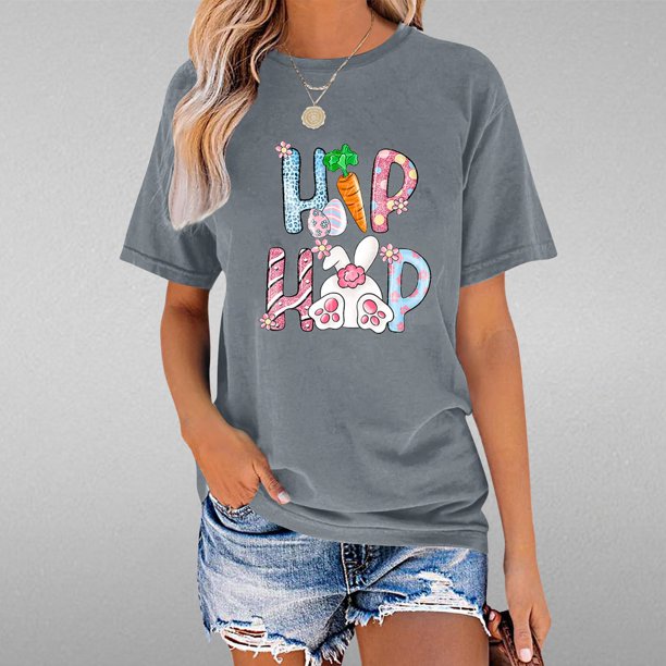 Fiudx Camisas de Mujer Tops con Estampado de Moda para Mujer, Blusa de Manga Corta, Camisetas Divertidas con Cuello Redondo