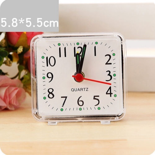 Square Simple Quartz Beep Alarm Clock Cute Portable Travel Table Bedside Clock
